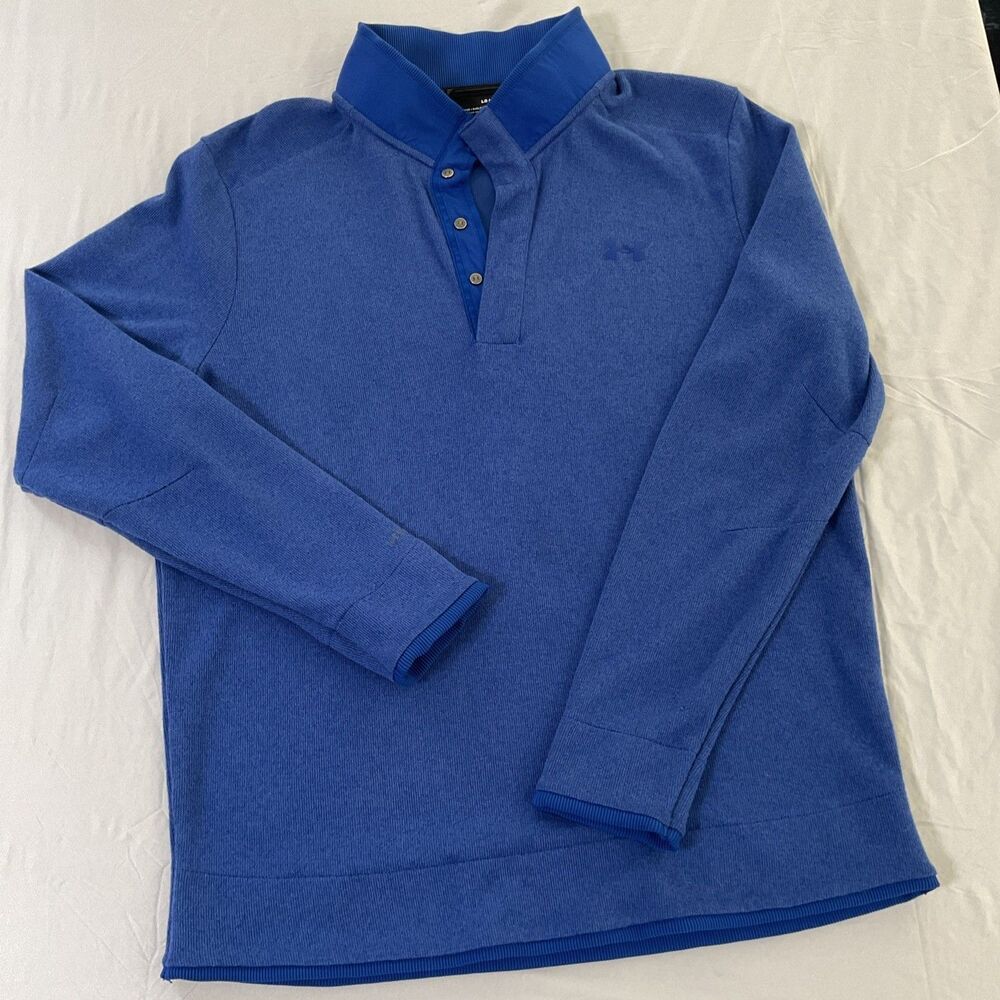 Men's blue Under Armour Golf ColdGear long sleeve pullover shirt - size large